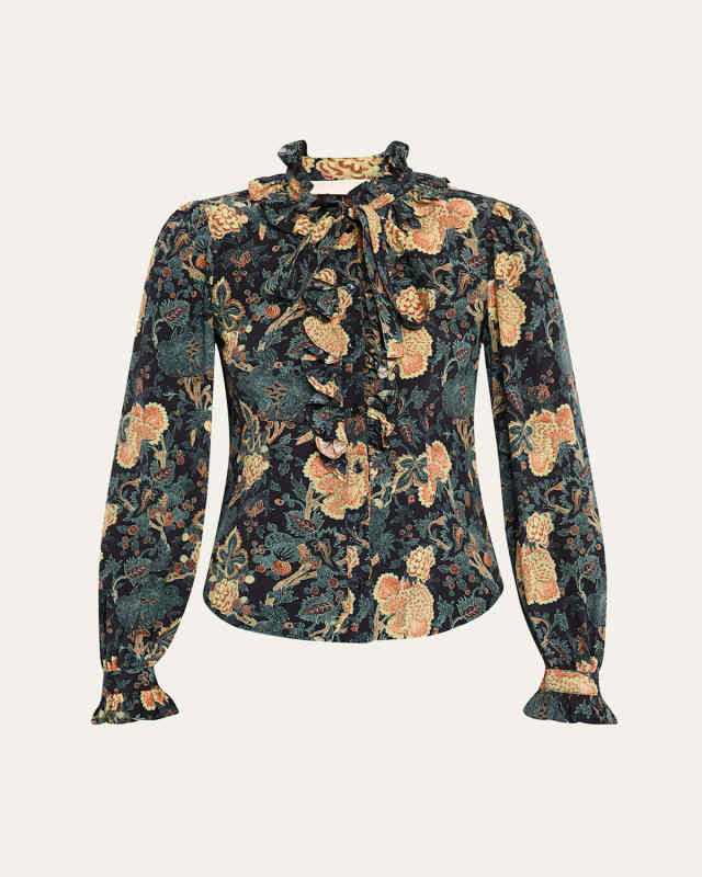 Catroux Long-Sleeve Silk Blouse